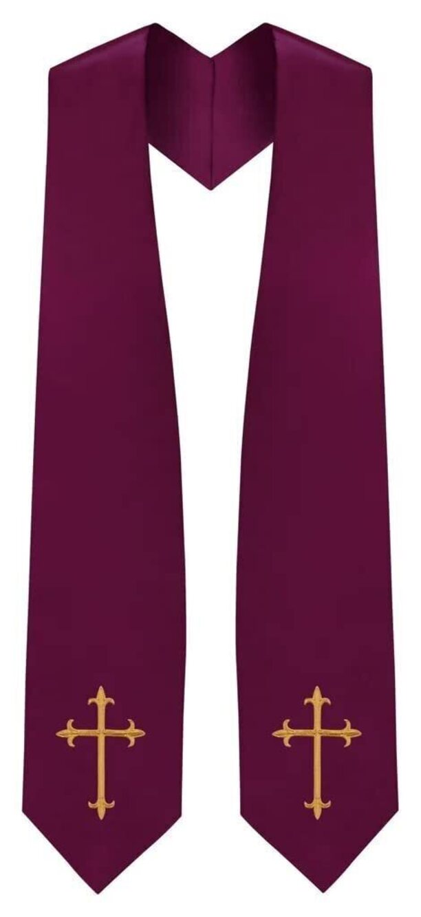 1946 Choir Stole with Crosses Maroon